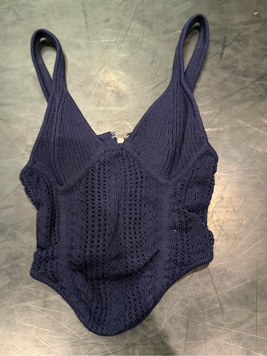 Garage Tops - Garage Navy Knit Corset